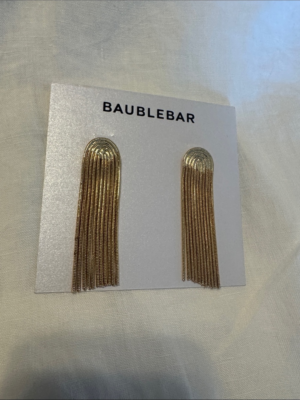 BaubleBar Gold Linear Chain Fringe Earrings